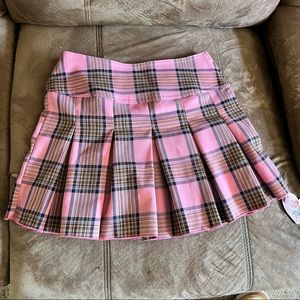 SALE NWT Y2K pink plaid pleated skirt